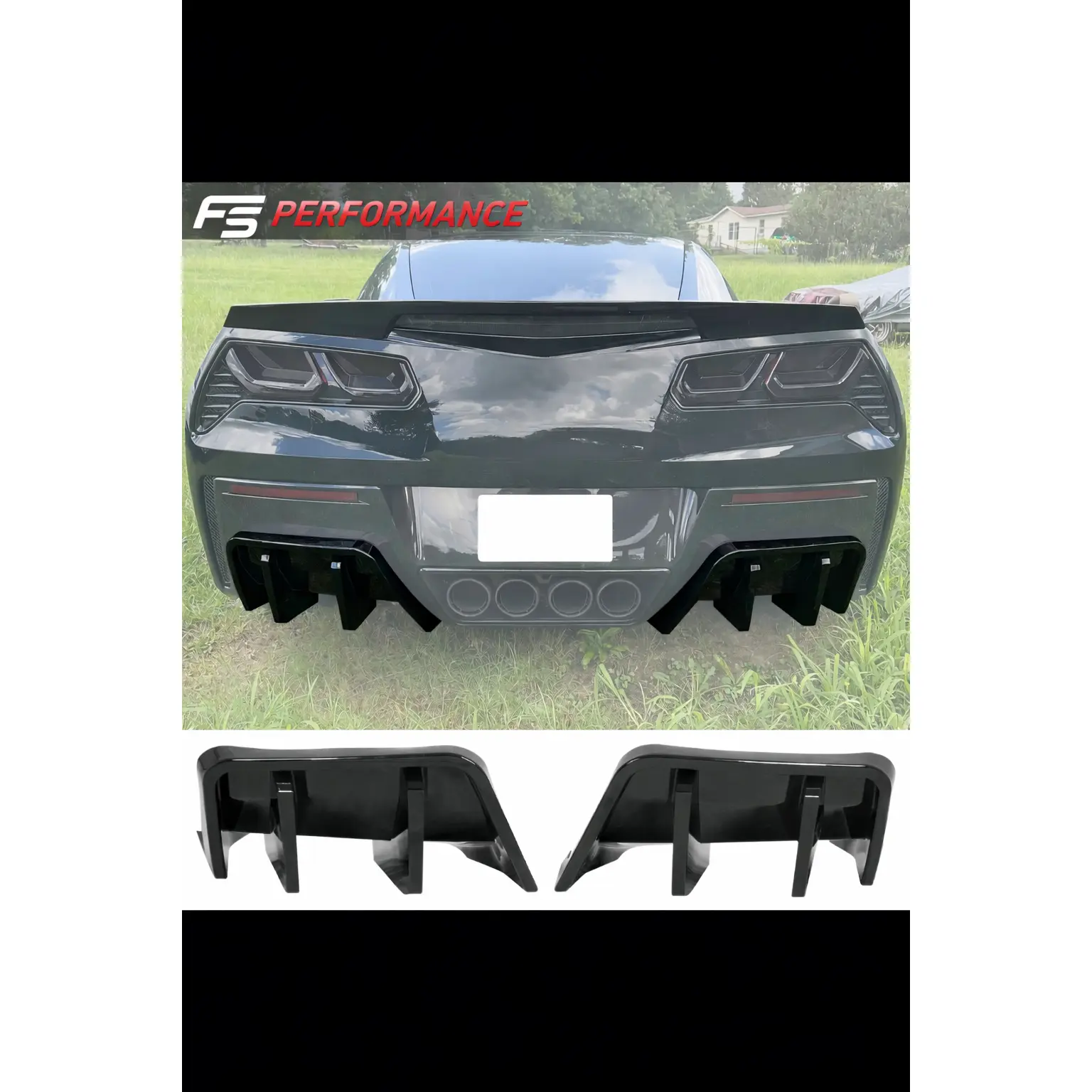 Corvette C7 Gloss Black Rear Diffuser (2014–2019) – ZR1 Style PP