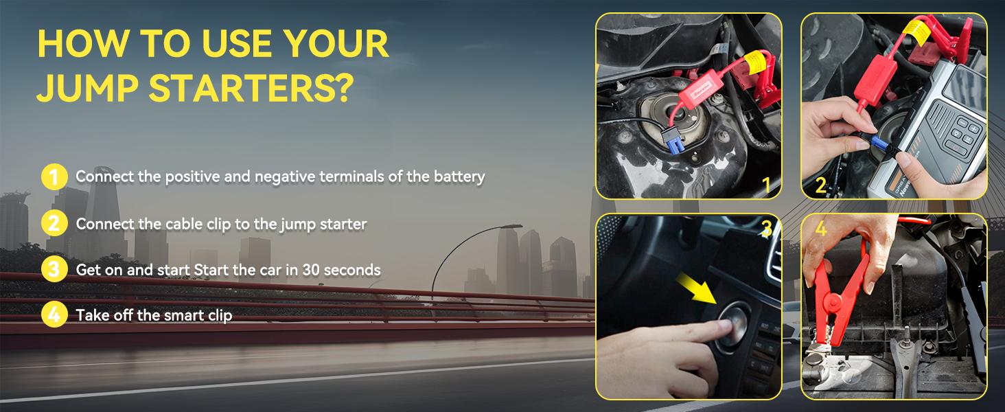 12000mAh Portable Jump Starter with Air Compressor, 150PSI, 12V Car Battery Jump Box, 8L Gas & 6.5L Diesel Engines, Wireless, Safe Clamps for Easy Use