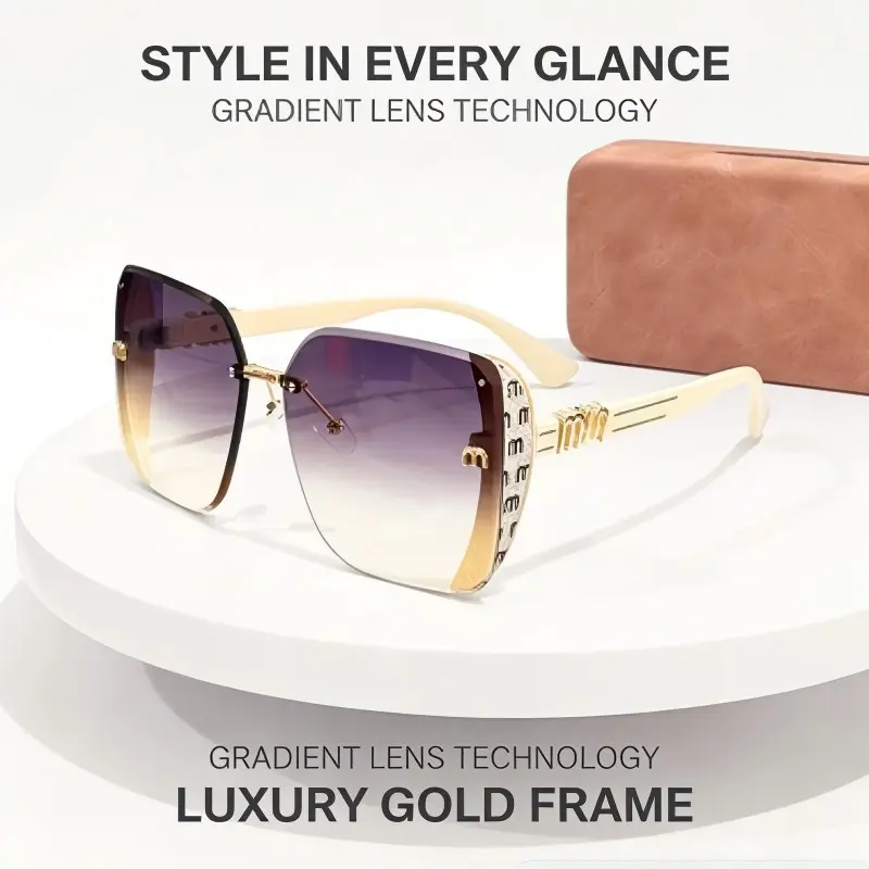 New Fashion Frameless Glasses, Multifaceted Glitter Luxury Sunglasses for Women, Street Style Sunglasses, Fashionable Sunglasses, Versatile Trendy Shades, Uv400 Protection, Sun Protective Sunglasses, Stylish Shades