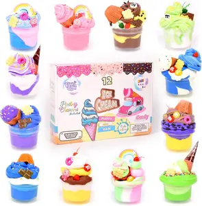 ToysButty Butter Slime Kit for Girls, 12 Color Soft Scented Slime Ice Cream Making Set with 21 Slime Accessories in Gift Box, Included Charms & Add ins, Educational Toys Party Favors for Kids