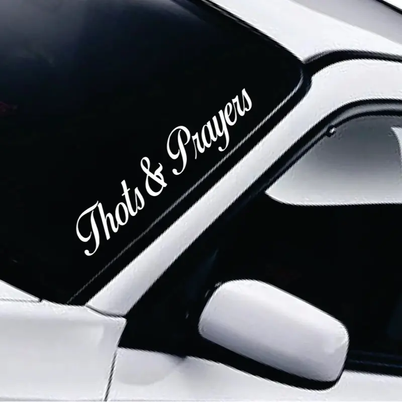 Thots and Prayers Car Decal JDM Truck Window Windshield Banner Men Sticker Funny v1