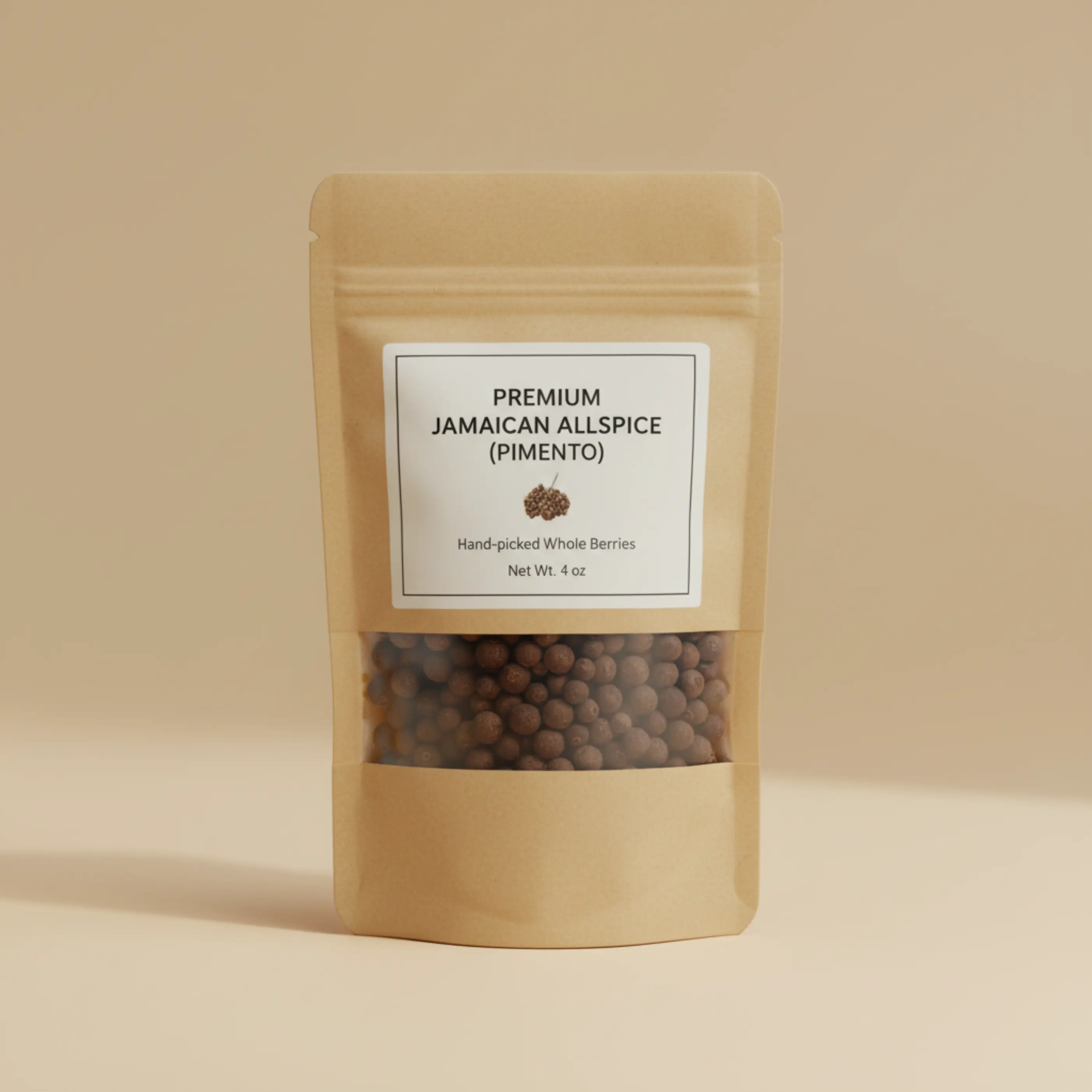 2Tre Organics USDA Certified Organic Whole Pimento Allspice Berries (Pimenta dioica) - 4 oz Resealable Bag, Flavor-Boosting Staple for Soups, Baking, Jamaican Jerk Seasoning