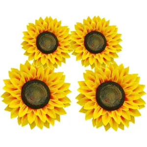 3D Sunflower Wall Decals - 4pcs in 8inch & 10inch Lifelike Removable Art DIY Sunflower Decor for Kindergarten, Birthday Party, Home, Girl's Room
