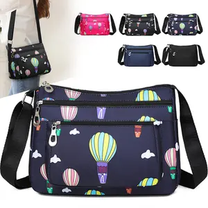 Women's Waterproof Nylon Crossbody Bag, Casual Style Lightweight Daily Commute Shoulder Bag with Adjustable Strap, Zipper Closure, Polyester Lining, Multi-Layer Storage