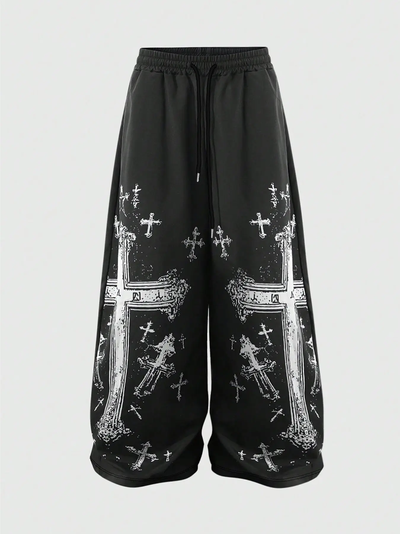 Unisex Y2K Gothic Wide-Leg Sweatpants, Elastic Waist with Adjustable Drawstring, Perfect for Streetwear, Music Festivals, Skate Parties