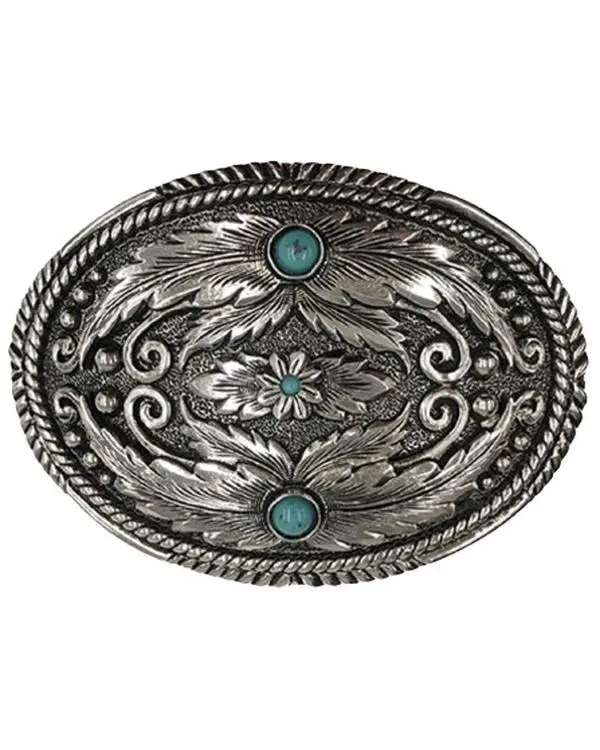 Cody James Unisex Fancy Feathers Turquoise Belt Buckle - 732-04 Cody James Unisex Fancy Feathers Turquoise Belt Buckle - 732-04