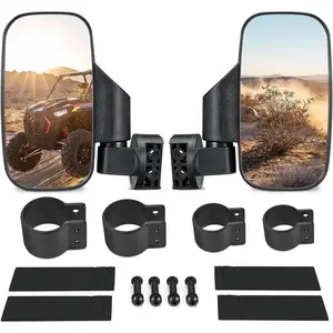 UTV Side Mirrors with 1.75" -2" Roll Bar Cage, UTV Mirrors 360 Degree Adjustable SXS Mirrors Compatible with Polaris RZR Kawasaki Teryx Mule Pioneer Yamaha Rhino YXZ