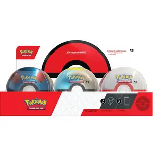 Pokémon TCG: Pokeball Tin G25 - 3 Booster Packs & 2 Sticker Sheets - Collectible Trading Card Game Tin - USA Printed Cards - Ages 6+ - Randomized Design