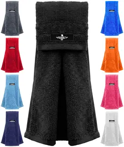 Exxact Sports Black Football Towel with Hook & Loop Fastener, Quarterback QB Sports Towel to Clean Hands, Visor and Gloves - Highly Absorbent, Quick Dry (Black)
