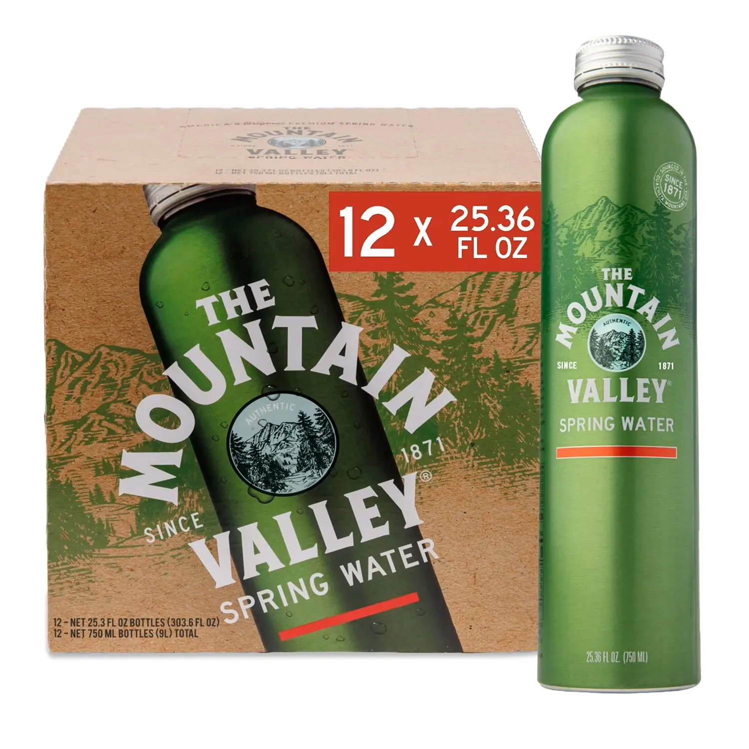The Mountain Valley 750 mL Spring Water in Aluminum Can 12pk