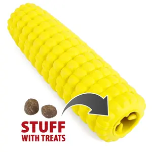 Jeffers Corn Cob Natural Rubber Treat Dispensing Dog Chew Toy with Dental Benefits