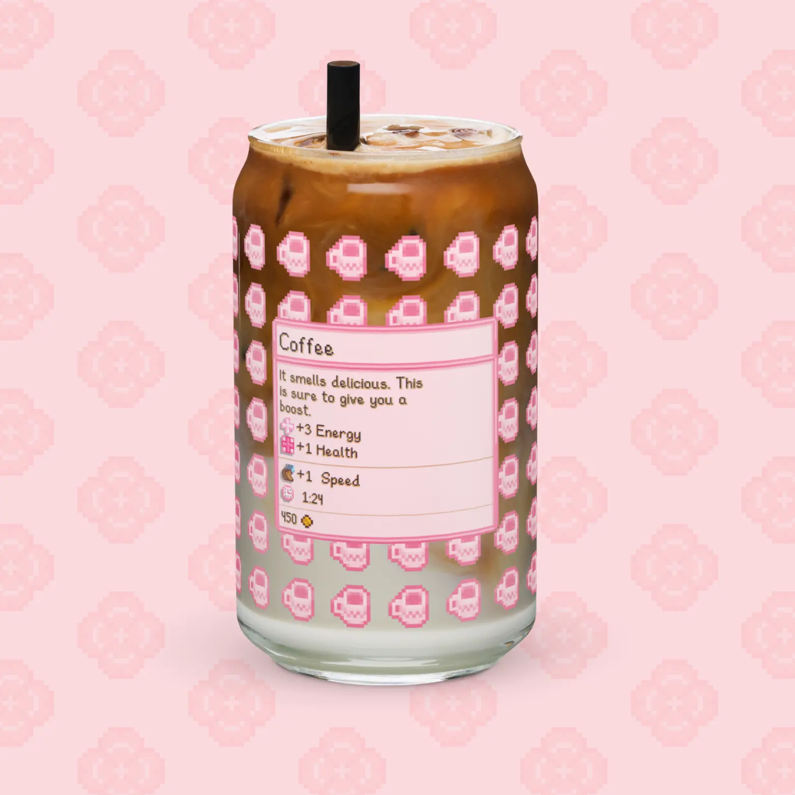 Pink Stardew Valley Coffee Can-Shaped Glass