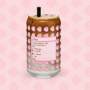 Pink Stardew Valley Coffee Can-Shaped Glass Pink Stardew Valley Coffee Can-Shaped Glass