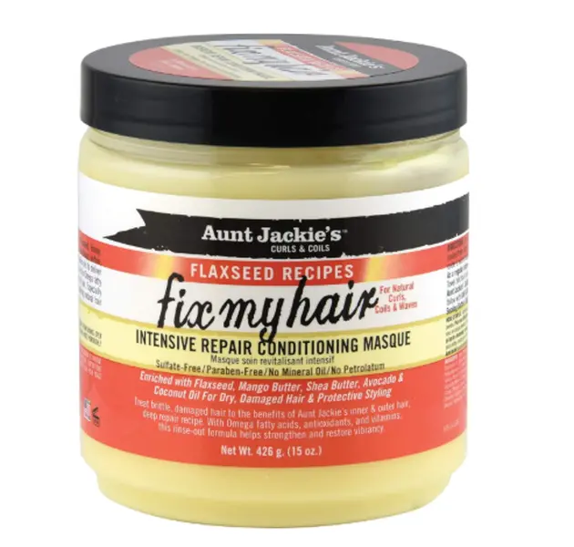 Flaxseed Recipes Fix My Hair, Intensive Repair Conditioning Masque, Helps Prevent and Repair Damaged Hair, 15 Ounce jar