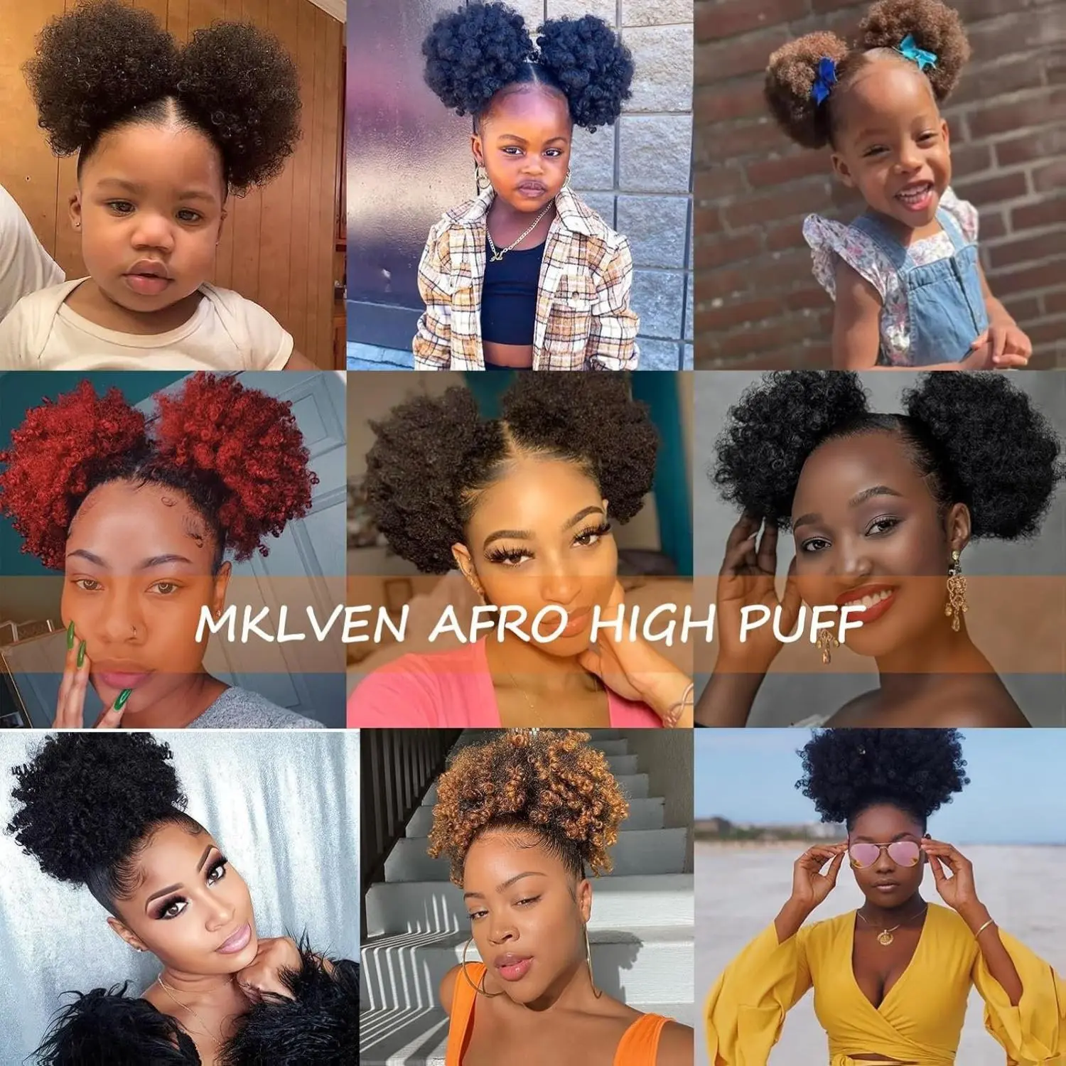 2 Pieces Small Afro Puff Ponytail Extension for Kids  display picture 2