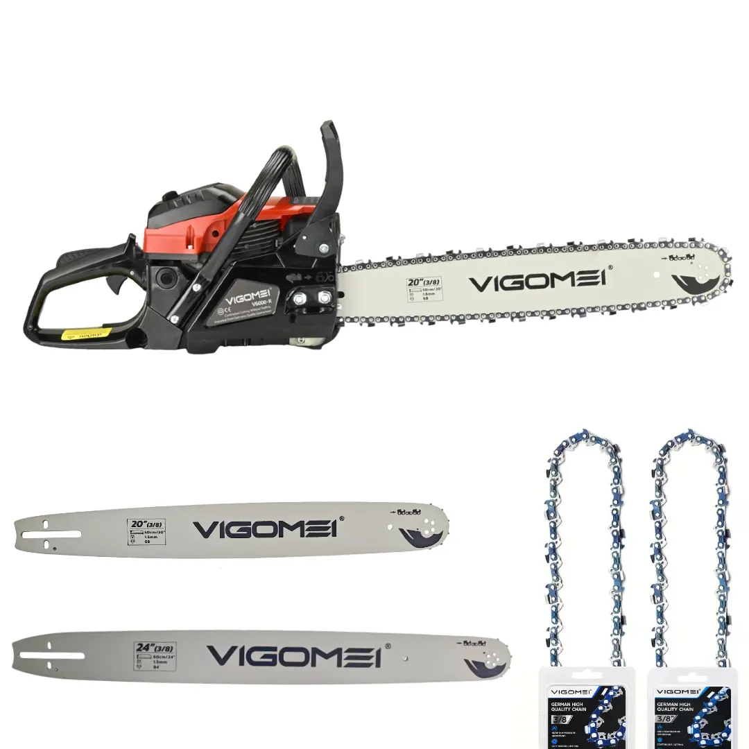 105CC Gas Chainsaw, Anti-Vibration Handheld Model with 20inch & 24inch Replaceable Guide Bars for Professional Loggers’ Lumber Cutting