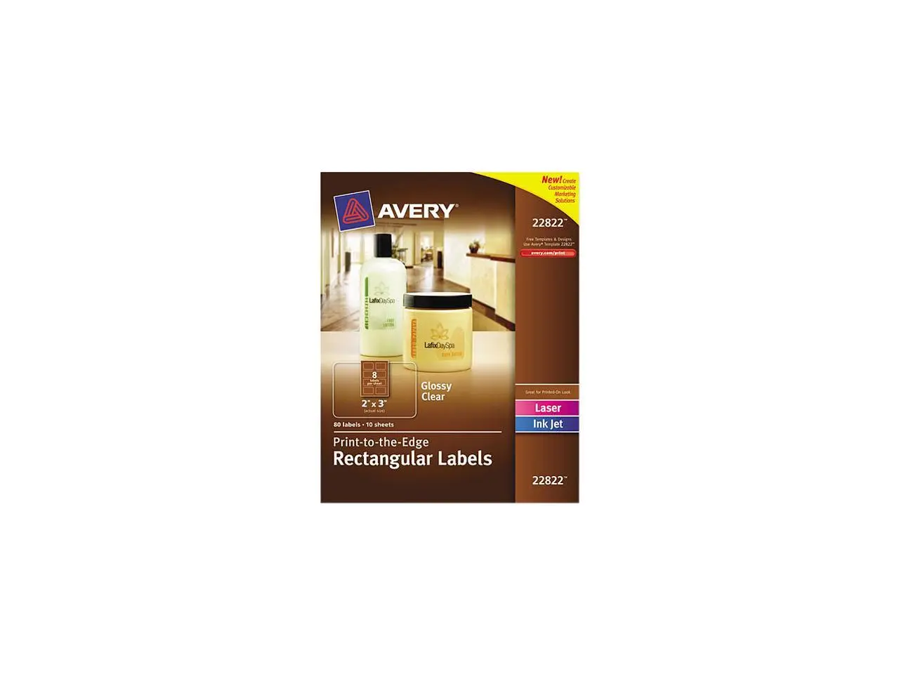Avery Label,2x3,Glossy,80pk,Clr 22822 Avery Label,2x3,Glossy,80pk,Clr 22822