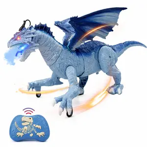 Remote Control Dragon Toy,Birthday Holiday Gift for Kids Ages 3-12,Reality animal Walking,Roaring,Spraying Mist, Rechargeable toy