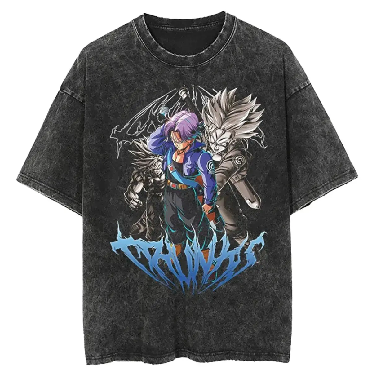 Vintage Future Trunks Hope Sword Capsule Corp DBZ Dragon Ball Z Oversized Graphic Tee Heavyweight Acid Wash Cotton Boxy Fit Double Printed T Shirt Y2K Streetwear Gym Pump Cover Japanese Anime Manga Dark Aesthetic Grunge Outfits Merch Gift Top Unisex