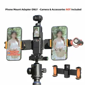 Triple Camera Rig Mount for DJI Osmo Pocket 3 / Xtra Muse – Expandable Phone Holder for 2 Phones + Pocket 3 Cold Shoe Mount 1/4" Thread Rotatable Phone Clamp