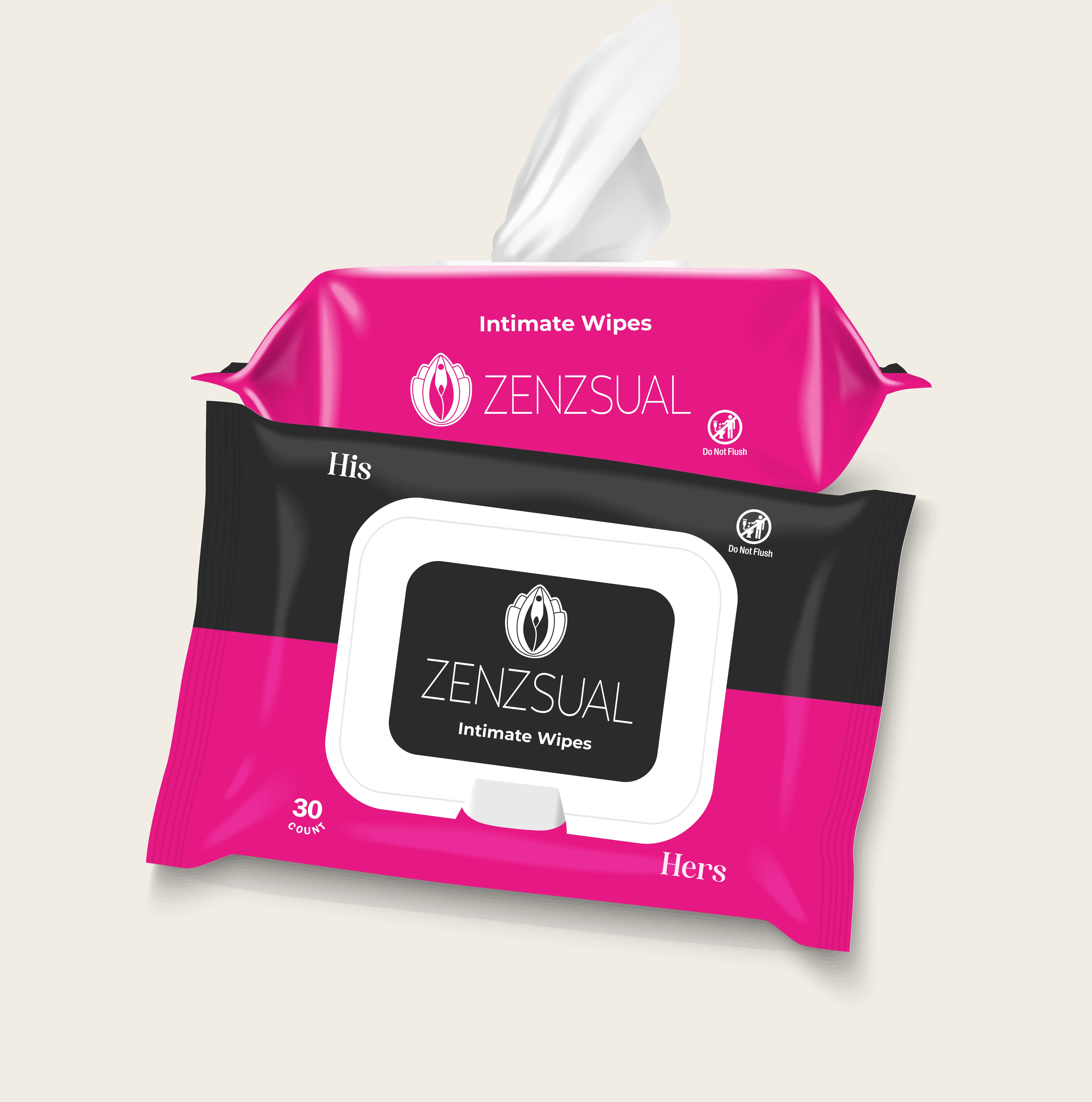 Zenzsual Intimate Wipes - 30 Count, Aloe Vera & Chamomile, Organic, Gentle, PH Balanced, Odor Control, Comfortable Protection for Adults
