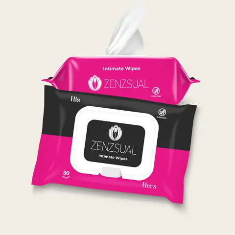 Zenzsual Intimate Wipes - 30 Count, Aloe Vera & Chamomile, Organic, Gentle, PH Balanced, Odor Control, Comfortable Protection for Adults