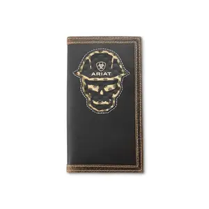 Ariat Men's Work Bifold Checkbook Wallet - RFID Blocking Eco-Friendly Recycled Poly Leather, Compartmented Card Slots, Dark Mens Wallet for Guys Gifts (Style A3400701), Bifold Wallet