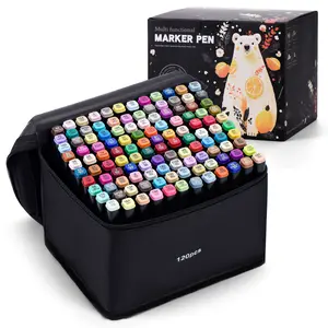 Alcohol Markers, 120Colors Dual Tip Art Markers, Drawing Markers, Coloring Marker for Sketching Coloring，Markers for ColoringBooks No Bleeding, Dual Tip Markers for School，Fineand Brush Tip Markers for Coloring Books, Calligraphy, Drawing, Sketching