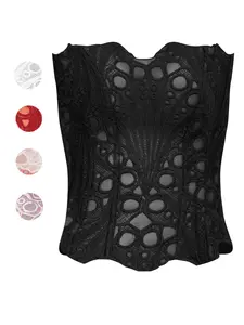 One-Piece Irregular Lace Double Layer Shapewear Corset, Palace Style Body Shaper Print, Women's Underwear