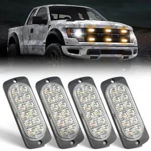 4PCS Amber/White 12 LED Car Truck Warning Hazard Flash Beacon Strobe Light jeeplight Bar Side Lamp