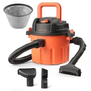 2.6 Gallon Dry Shop Vacuum Cleaner, Portable Wet Dry Vacuum, 2.5 Peak HP, 800W Motor, Includes Multiple Nozzles, 1.25-Inch Diameter By 4-Foot Hose, 9.2-Foot Power Cord, Ideal for Home Garage Jobsite Workshop, Black and Orange
