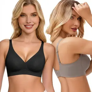 Quietlake Wireless Women Comfortable Push Up Bras Wireless Seamless Full Coverage Bra Buttery Soft Everyday Tshirt Bra,comfortable, slimming and anti-sagging-MM