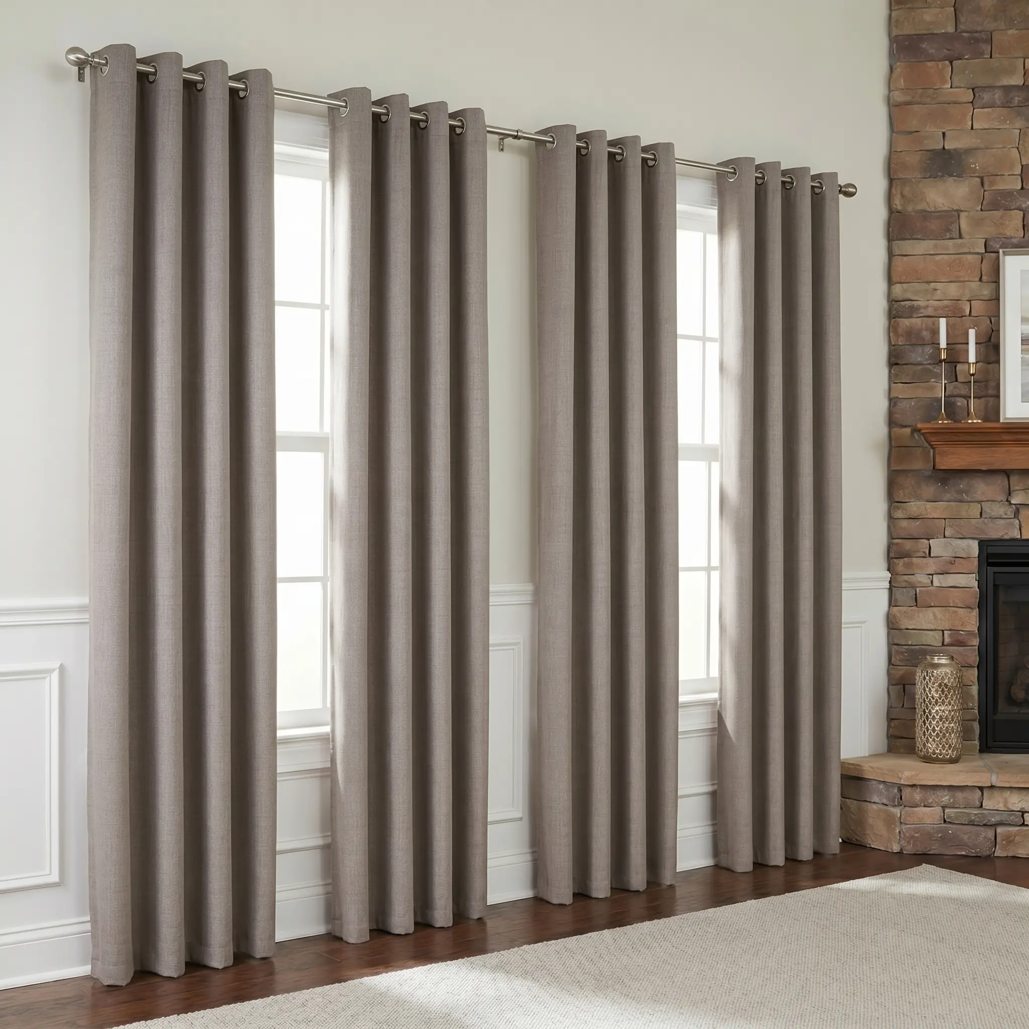 Linen Blackout Curtains 4-Piece Set Combo, hothouseescape&sleepprivacy,BreathableThermal Insulated Fade Resistant Light Blocking Drapes with Metal Grommets for Easy Hanging, Privacy Curtains for Bedroom, Living Room All Season,4-Piece Set Curtains