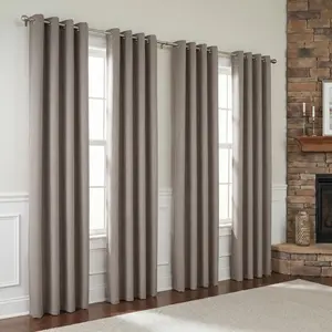 Linen Blackout Curtains 4-Piece Set Combo, hothouseescape&sleepprivacy,BreathableThermal Insulated Fade Resistant Light Blocking Drapes with Metal Grommets for Easy Hanging, Privacy Curtains for Bedroom, Living Room All Season,4-Piece Set Curtains