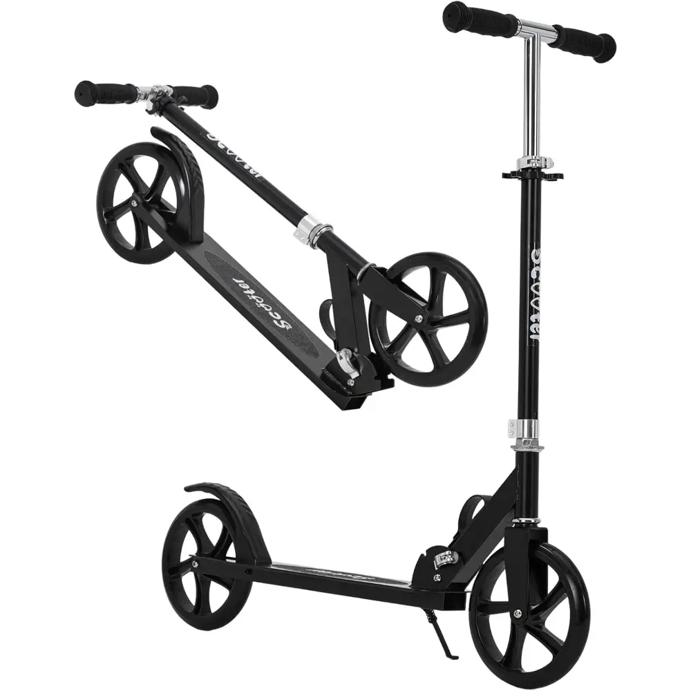 Lightweight Aluminum Folding Kick Scooter for Adults & Kids, Compact Commuter with 8-Inch Big Wheels and Wide Deck, Supports 220 lbs