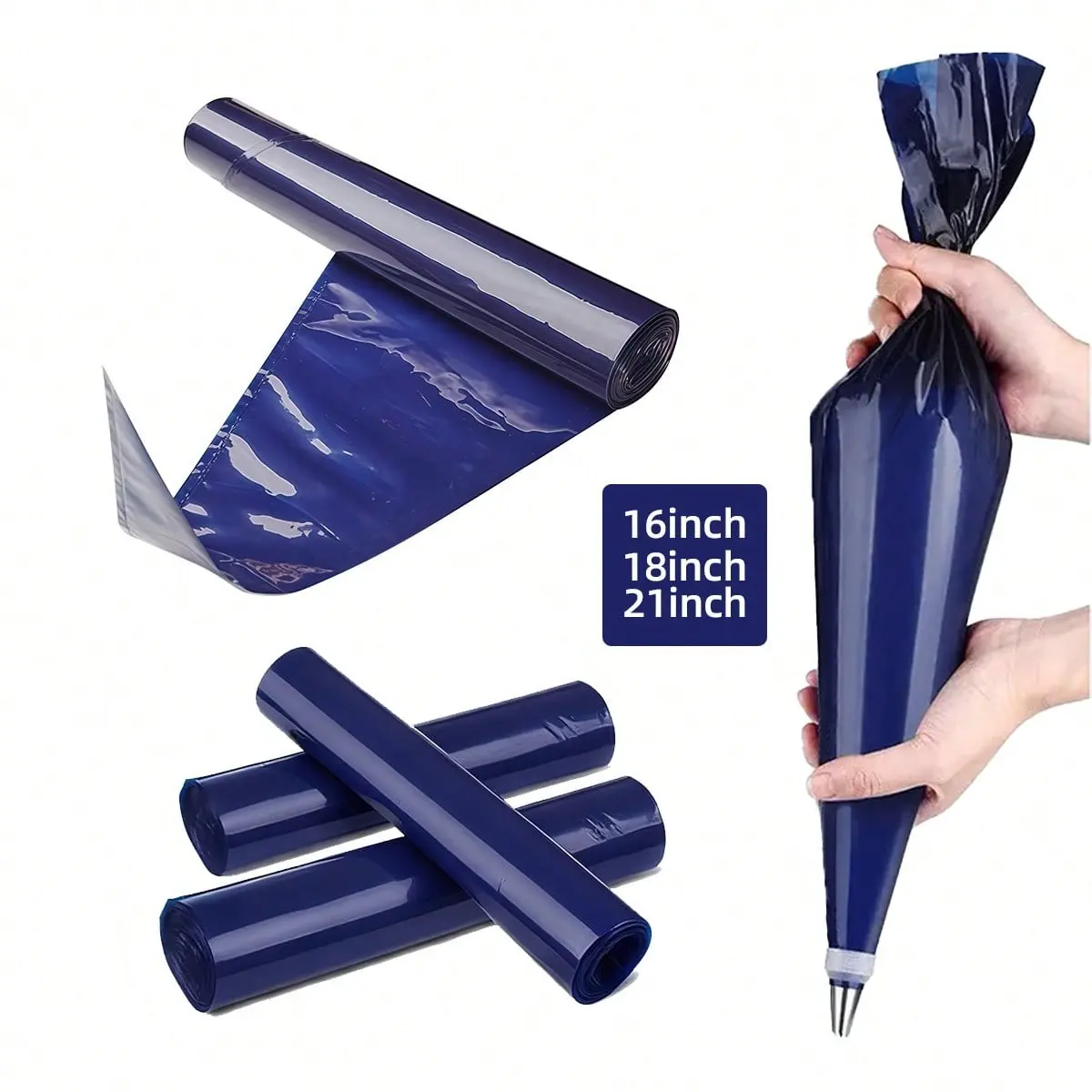 50-Pack Disposable Royal Blue Piping Bags, Extra Large Thick 21/18/16 Inches Baking Piping Bags, Sugar Frosting Piping Tools, Icing Bags, Baking Supplies, Cake Decoration Tools, Cake Decorating Tools