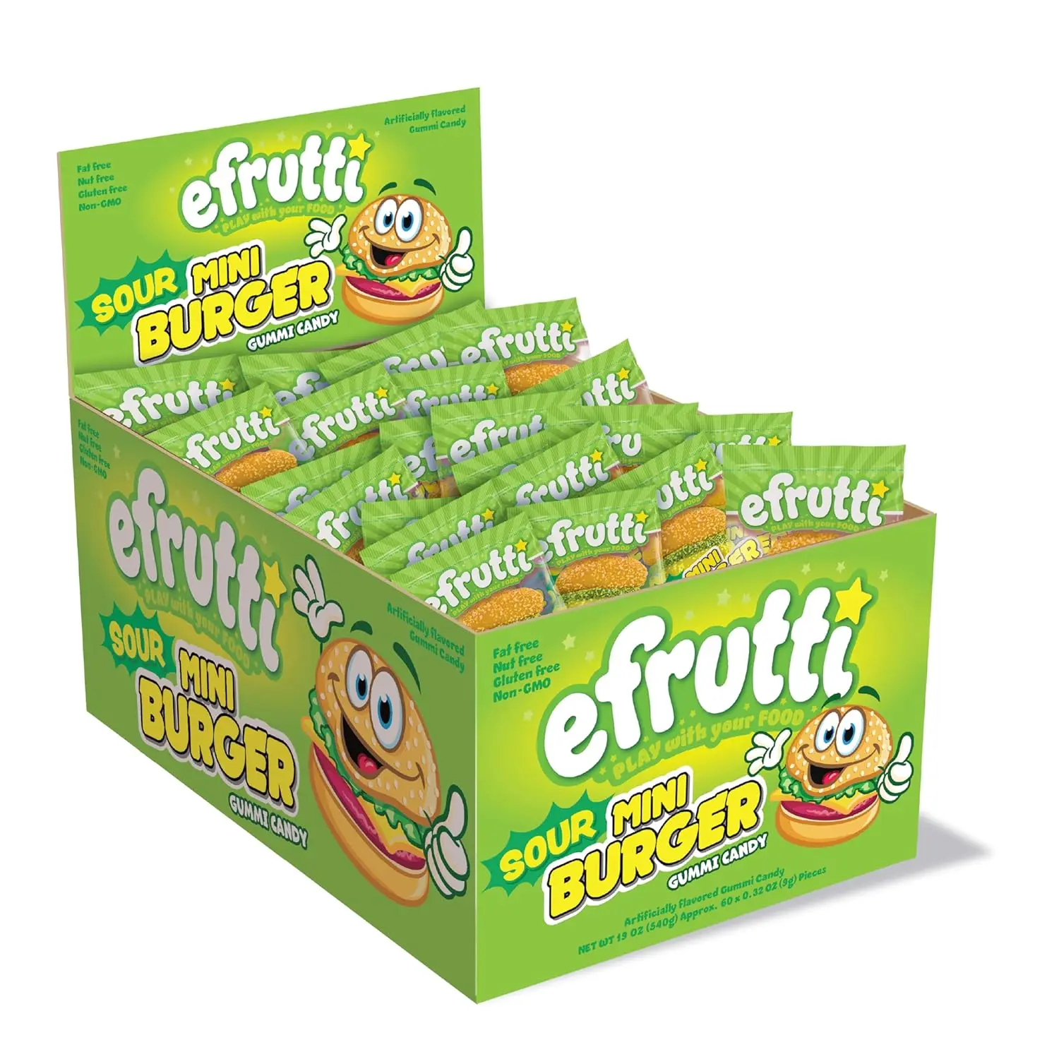 Sour Mini Burger Gummy Candy Individually Wrapped – Sweet & Sour Gummy Burger Treats, Soft & Chewy Fruity Candy, Bulk Box for Parties, Events, Candy Buffets & Snacking