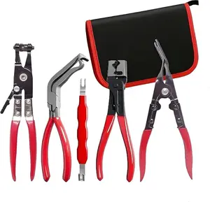 5-Piece Automotive Electrical Disconnect Pliers Kit - High-Carbon Steel Connector Separator, Hose Clamp & Trim Clip Removal Tools for Auto Repair (1 SET)