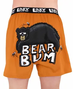 LazyOne | Bear Bum Orange Men's Funny Boxer - Funny Animal Boxers, Novelty Boxer Shorts, Gag Gifts for Men, Humorous Underwear for Men Cotton Menswear