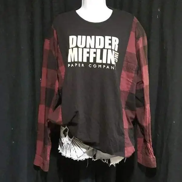 Dundler Mifflin Upcycled Oversized Flannel