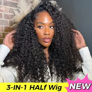 [3 In 1 Half Wig] OQ HAIR Water Wave Half Wig Invisible Hairline Wear Go Glueless Wig With Drawstring Seamless Flig Over Wig Human Hair #DealsForYouDays