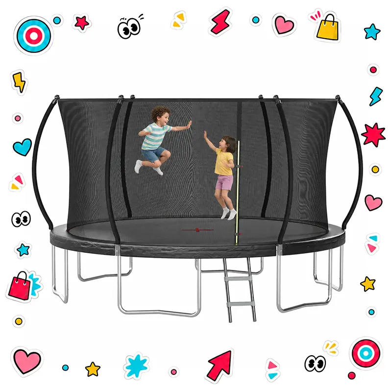 SkyBound 12FT  14FT 16FT  Trampoline with Curved Safety Padded Poles - Large Outdoor Backyard ASTM Safety Approved Trampolines for Kids & Adults - Heavy Duty Recreational Outside Trampoline with Safety Net