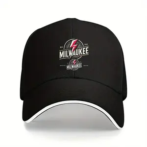 Classic Milwaukee Baseball Cap Adjustable Lightweight Soft Dad Hat with Logo & Lightning Bolt Design, Black/White Golf Outdoor Hat for Men & Women, Everyday Cap, Stylish Headwear, Comfortable Fit, Unisex Headwear, Outdoor Enthusiasts, Sports Accessory, Cl