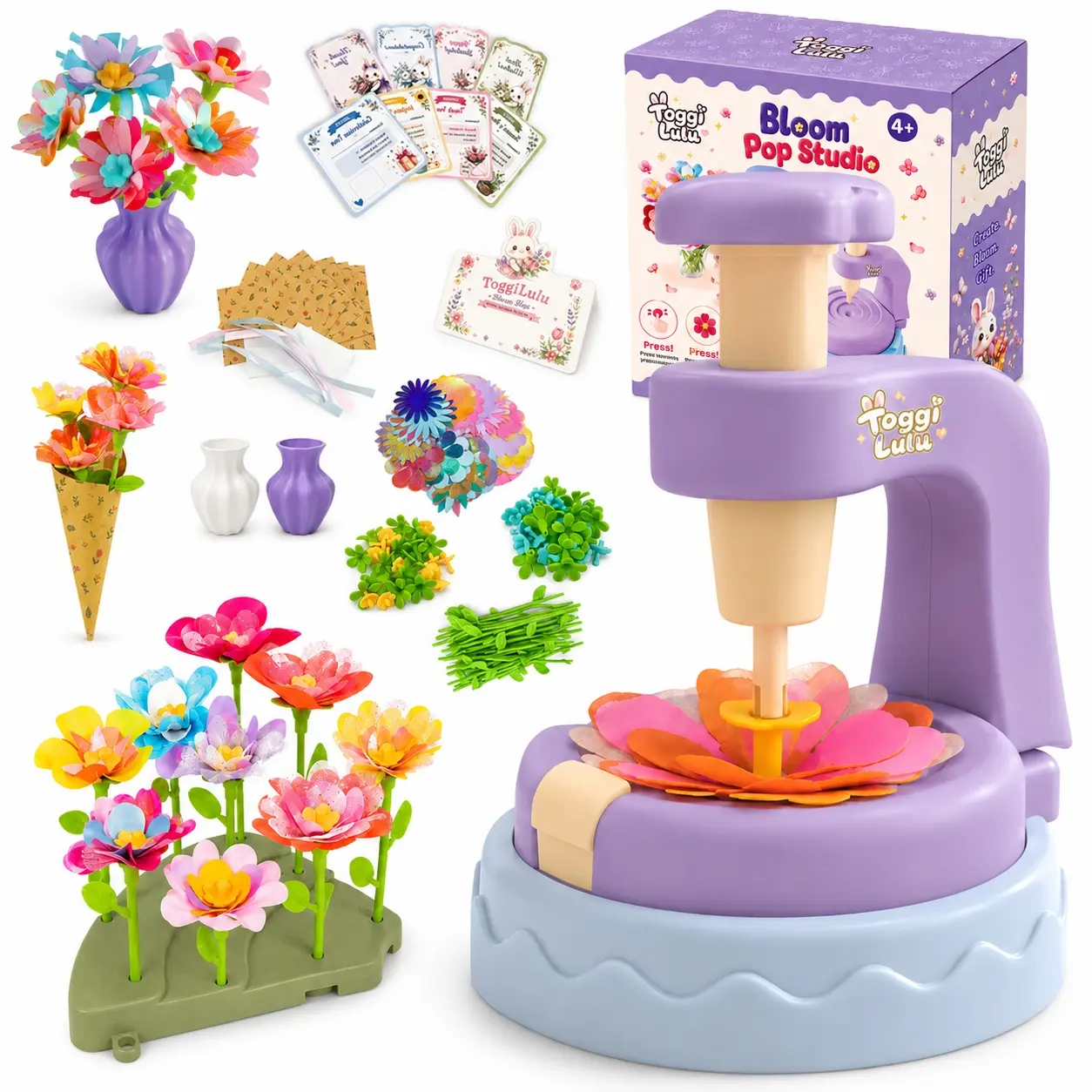 Toggi Lulu DIY Flower Press Maker Kit for Kids, Creative Arts & Crafts Toy, Screen-Free Flower Making Activity Set, Pretend Play Craft Kit, Back to School Activity & Gift for Girls & Boys