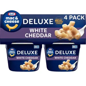 Kraft Deluxe White Cheddar Mac & Cheese Macaroni and Cheese Dinner, 4 ct Pack, 2.39 oz Cups