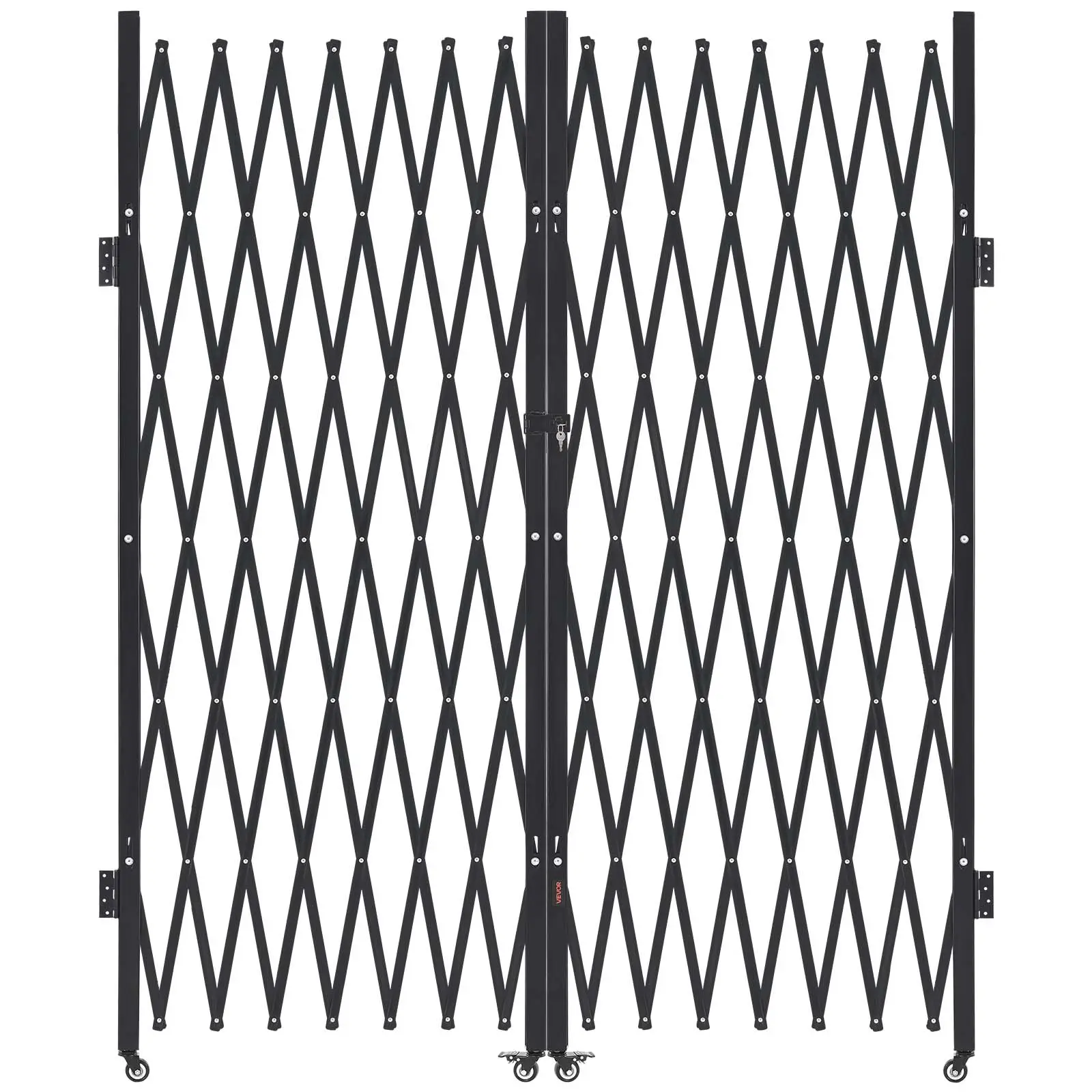 【SummerFinds】VEVOR Double Folding Security Gate, Lockable Scissor Gate with 360° Swivel Casters, Outdoor Barricade Steel Retractable Gates, for Entry Security, Garage, Warehouse & Pool, 145.67 x 86.81 in (W x H)