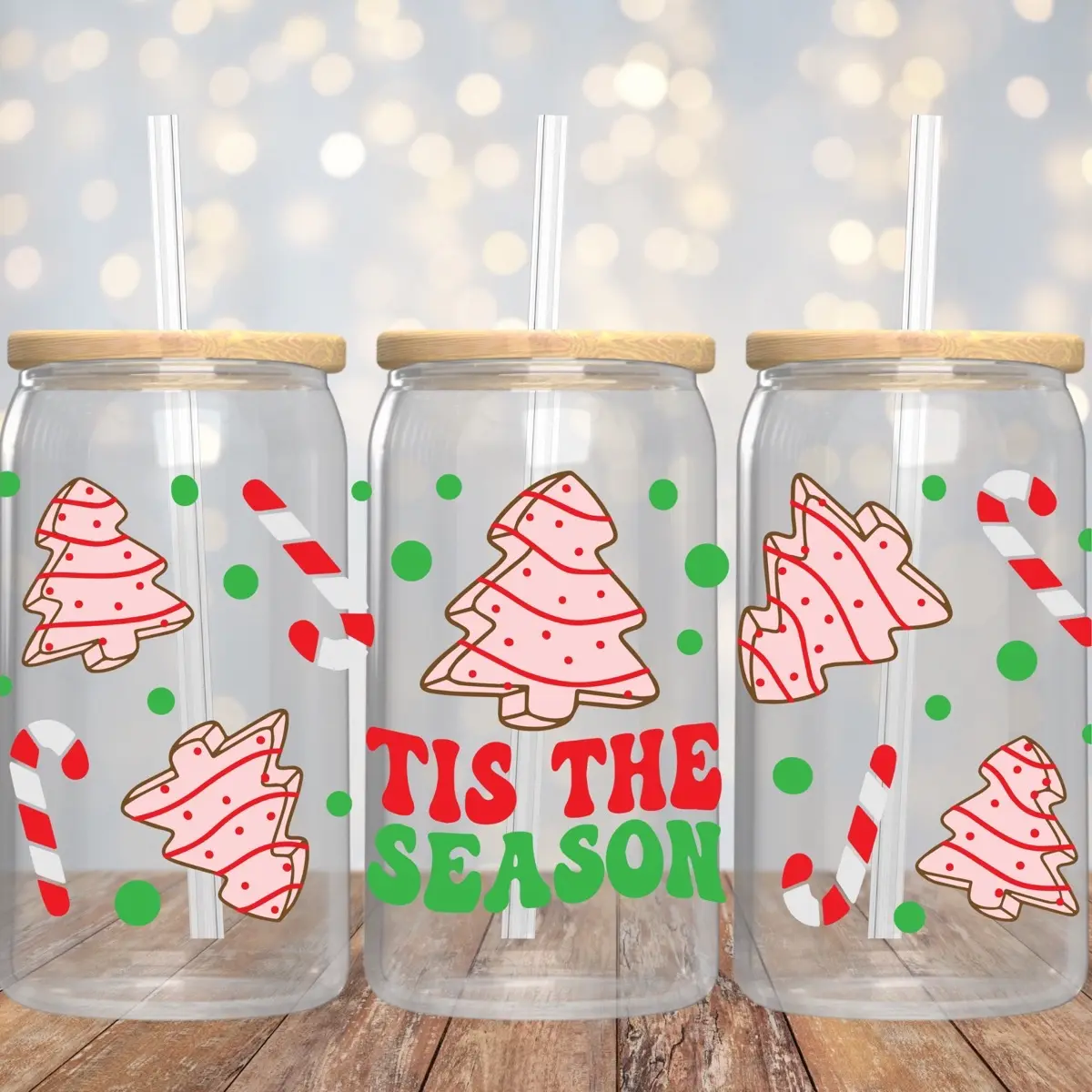 Tis the season christmas cup Drinkware Glass bamboo lid glass cup halloween tumbler straw beer glass tumbler gift christmas glass iced coffee friend gift glass tumbler coffee cup drinking glass funny coffee glass bamboo lid cute mug woman drinkware clear