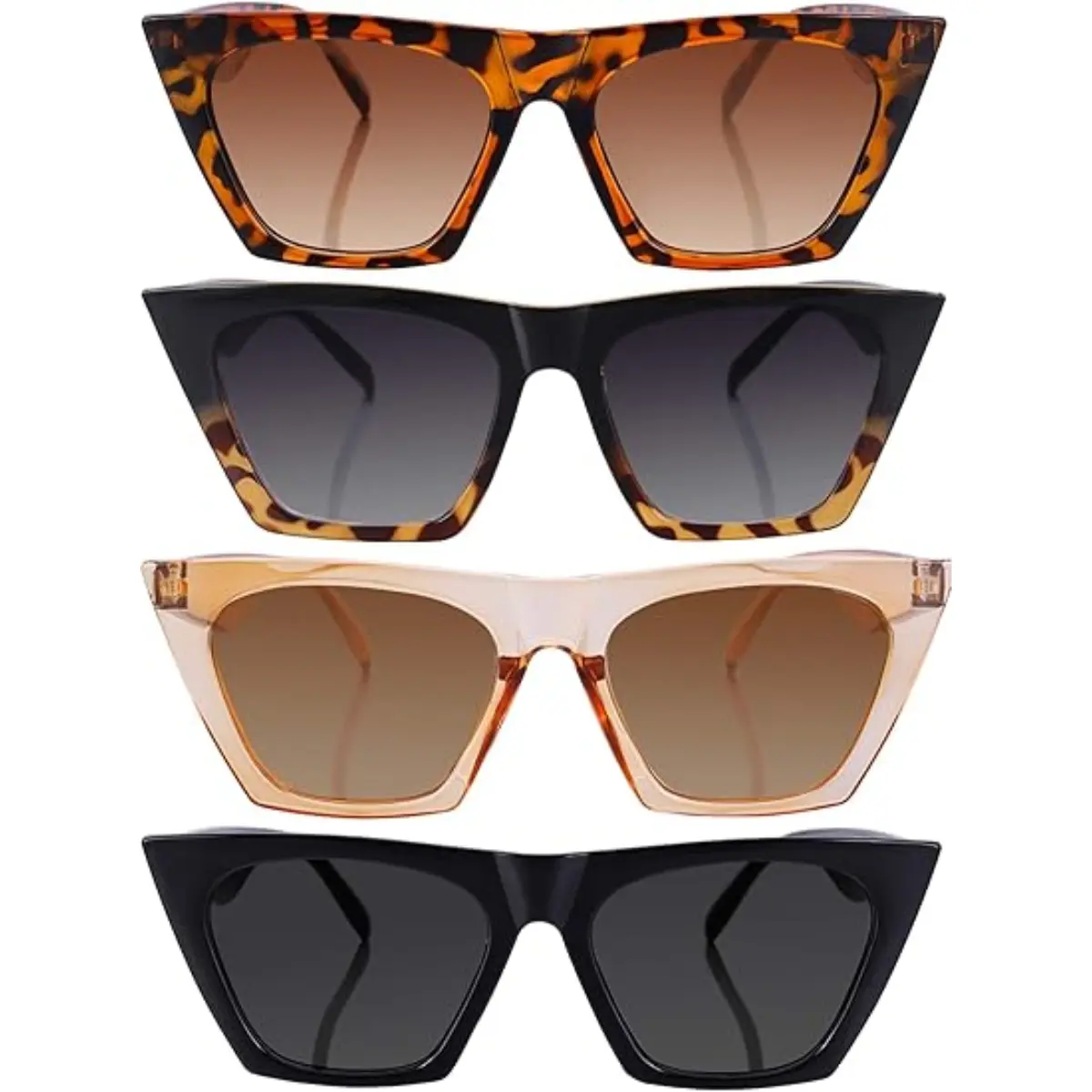 4 Pcs Vintage Square Cat Eye Sunglasses Retro Cat Eye Sunglasses Trendy Mirrored Glasses for Women and Men