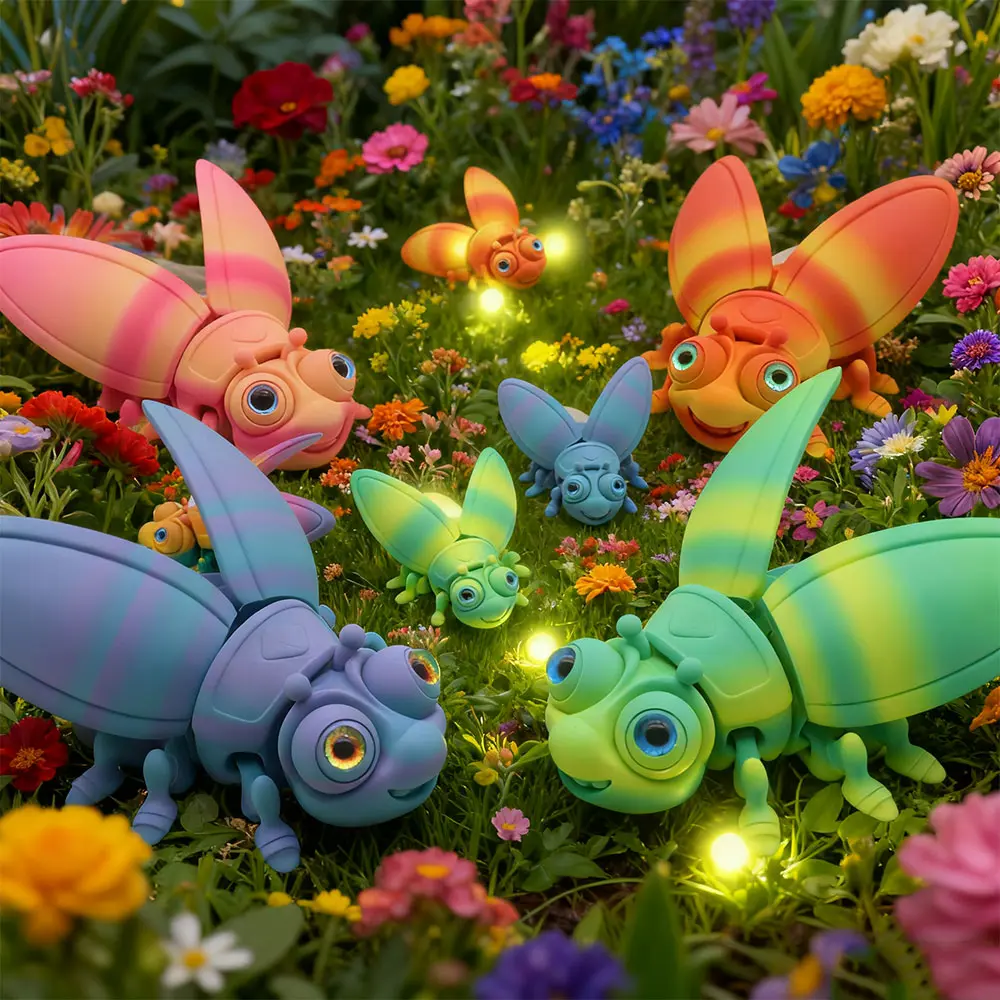 3D Printed Firefly Statue Ornament with Realistic Eyes, Two Sizes Available, Christmas Gift, Birthday Present, Party Decoration, Glow Worm Figurines, Decorative Sculptures
