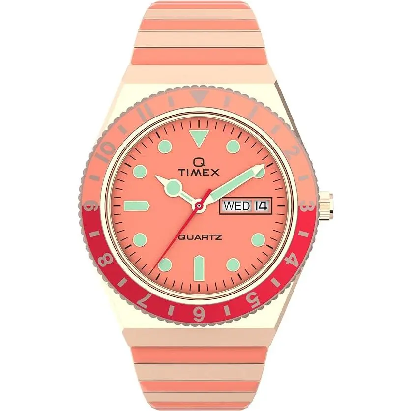 Timex Q Malibu Ladies' Pink and Rose Gold 2-Tone Quartz Wrist Watch, Modern Fashionable Elegant Luxury Style Wristwatch TW2V38600, Quartz Wrist Watches, Modern Fashionable Wristwatch
